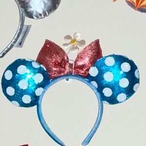 Blue Polka Dot Mouse Ears Headband